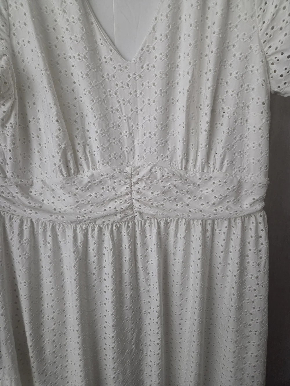 Lane Bryant White Eyelet V-Neck Summer Midi Dress